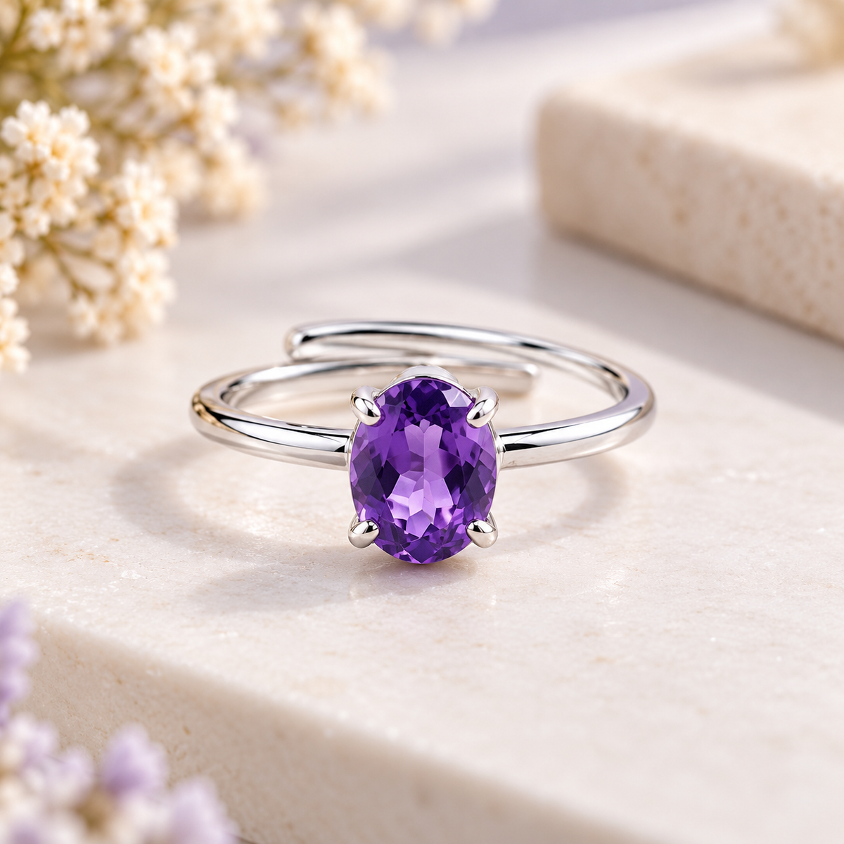 Amethyst Adjustable Ring